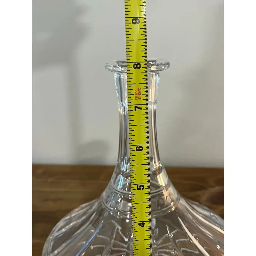 Vtg European Cut‎ Crystal Decanter w/ Globe Stopper Mid-Century Barware Elegant